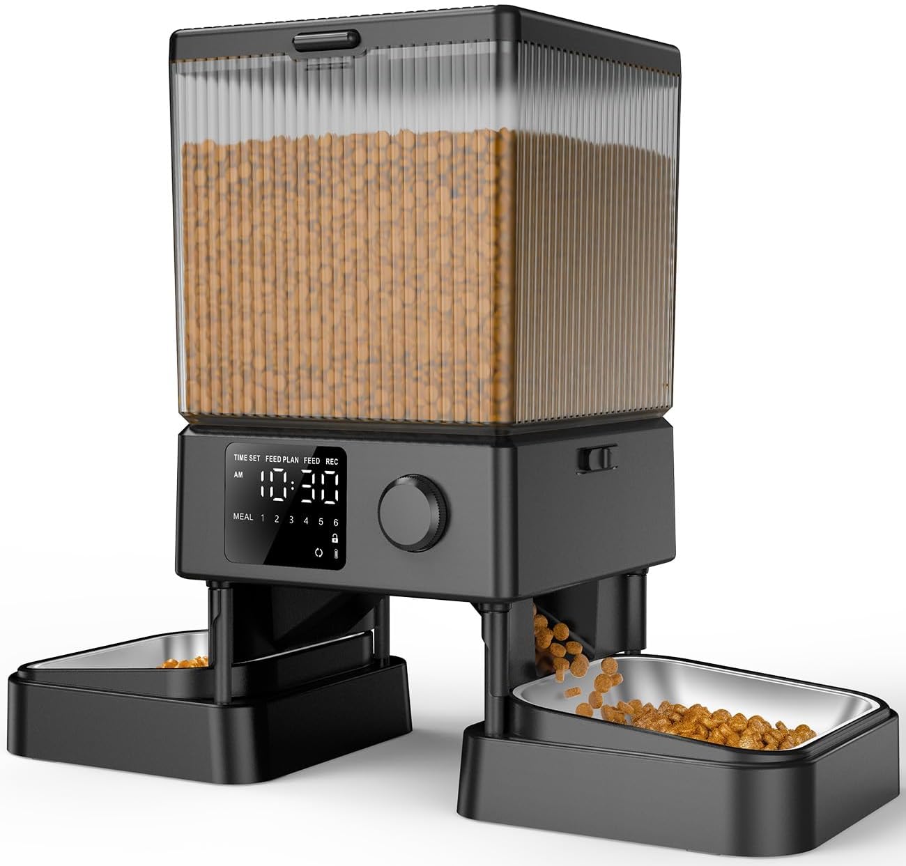 Automatic Cat Feeder for 2 Cats – 5L Timed Dry Food Dispenser with Dual Bowls
