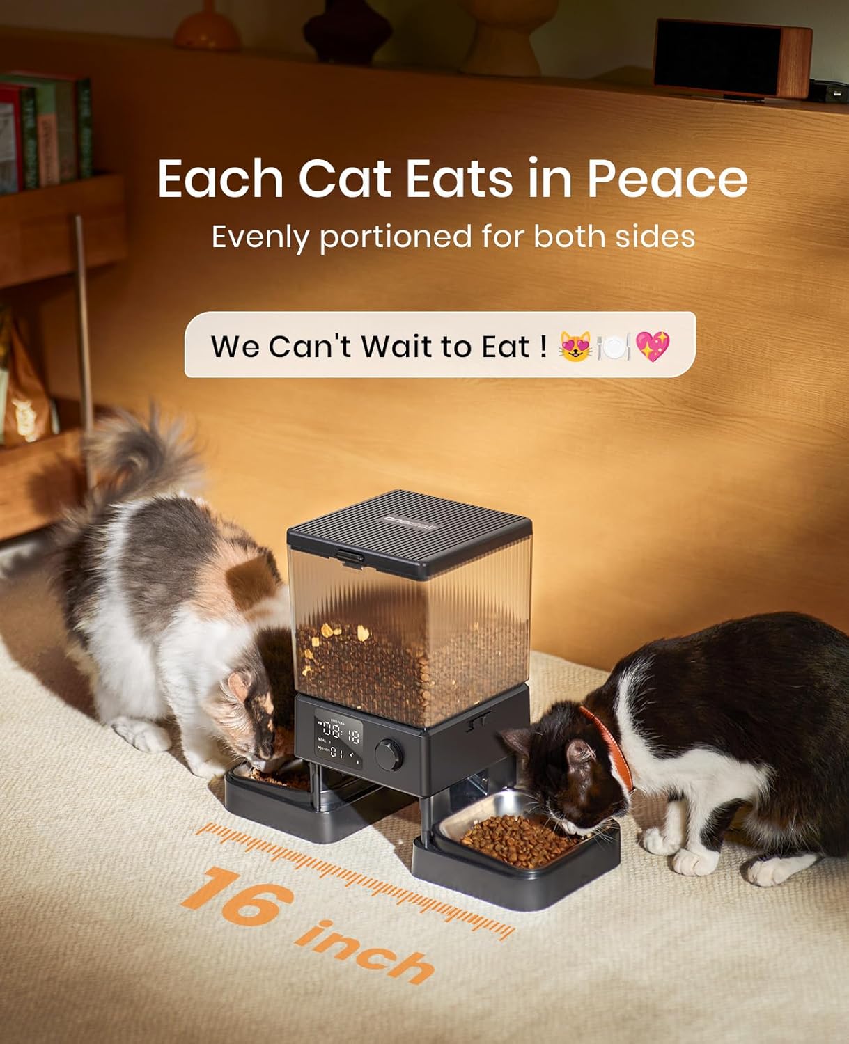 Automatic Cat Feeder for 2 Cats – 5L Timed Dry Food Dispenser with Dual Bowls