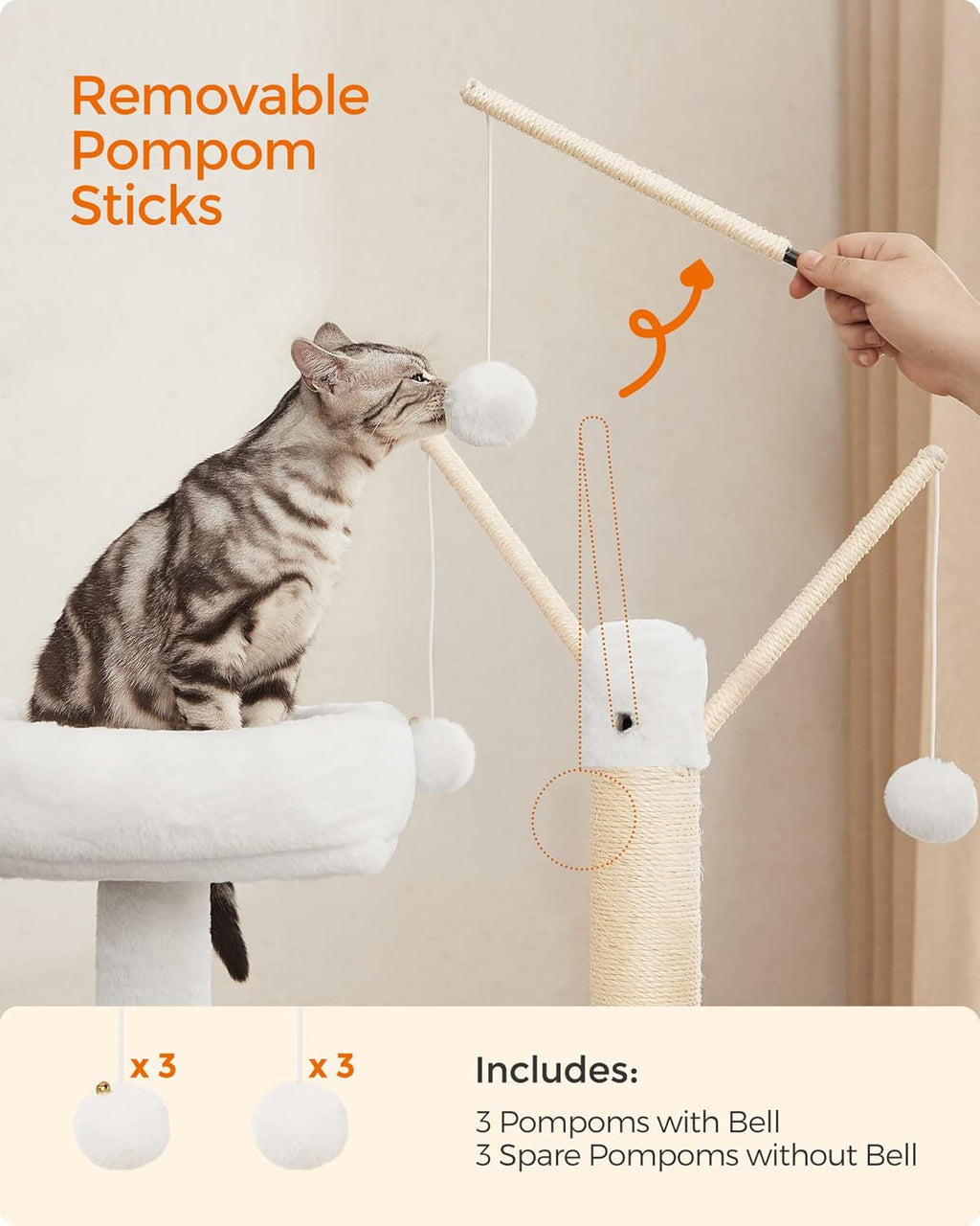 59" Modern Cat Tree with Hidden Litter Box Enclosure – 2-in-1 Tower with Scratching Posts & Washable Cushion in Greige