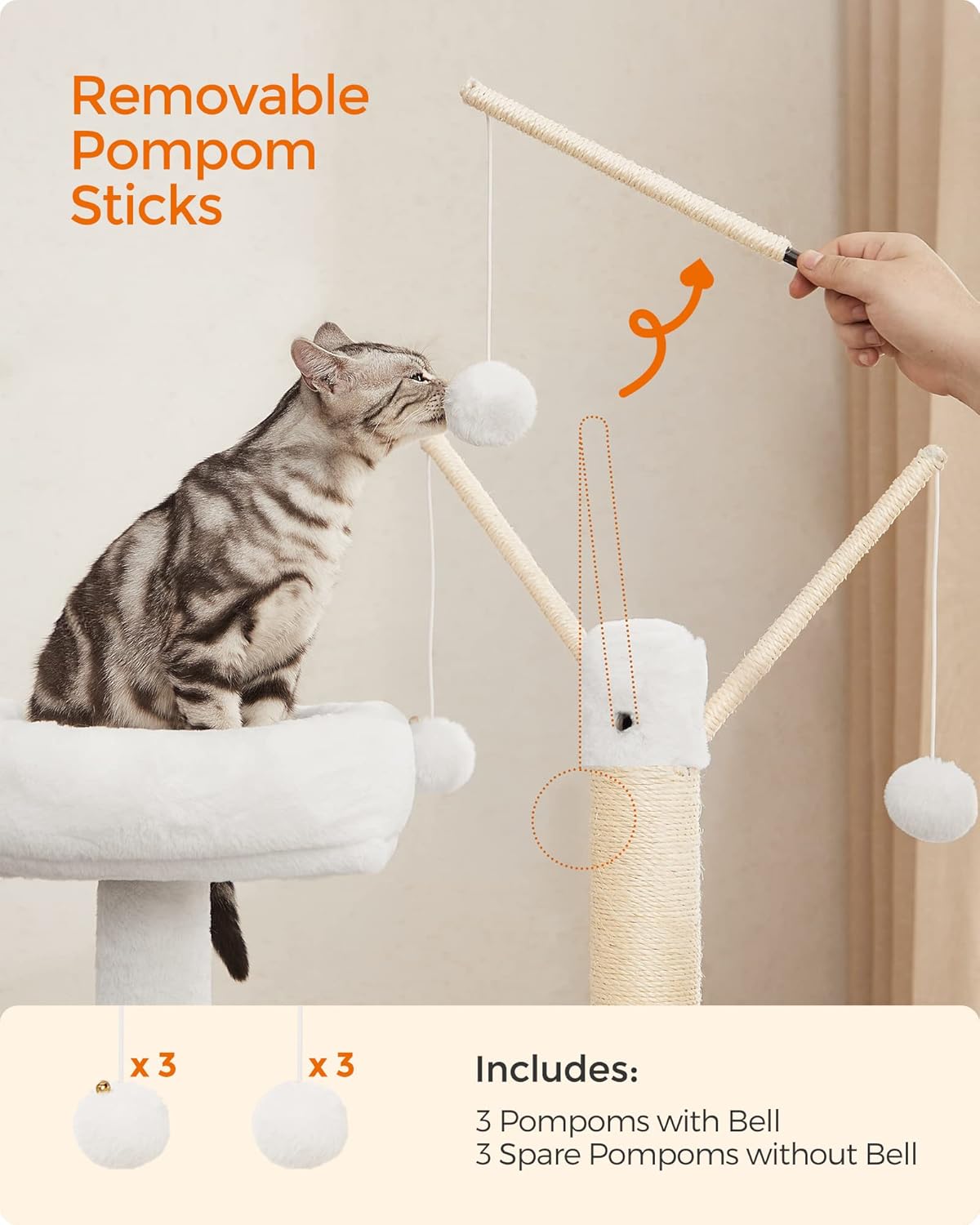59" Modern Cat Tree with Hidden Litter Box Enclosure – 2-in-1 Tower with Scratching Posts & Washable Cushion in Greige