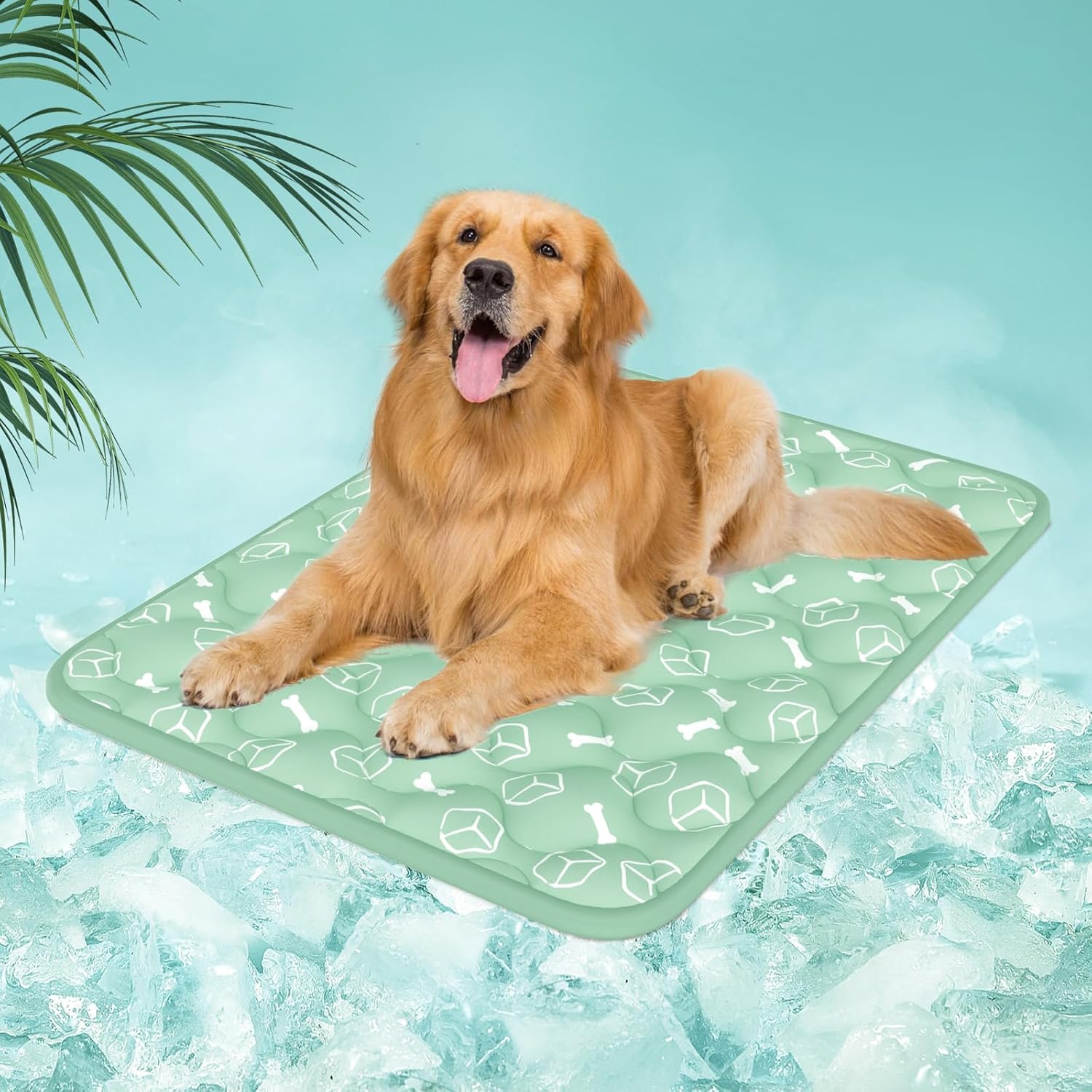 Dog Cooling Mat – Arc-Chill Color-Changing Tech, Waterproof, 44" x 32" for Extra Large Dogs, Nature Green