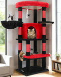 51" Corner Cat Tree – Modern Cat Tower with Hammock, 7 Sisal Posts & Fan-Shaped Perch for Large Cats