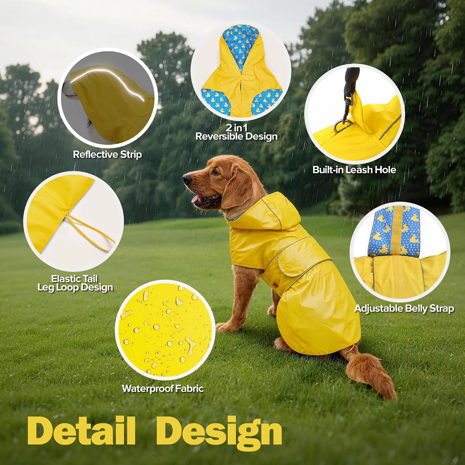 Waterproof Dog Raincoat with Hood – Reflective, Lightweight Rain Jacket for Small to Large Dogs