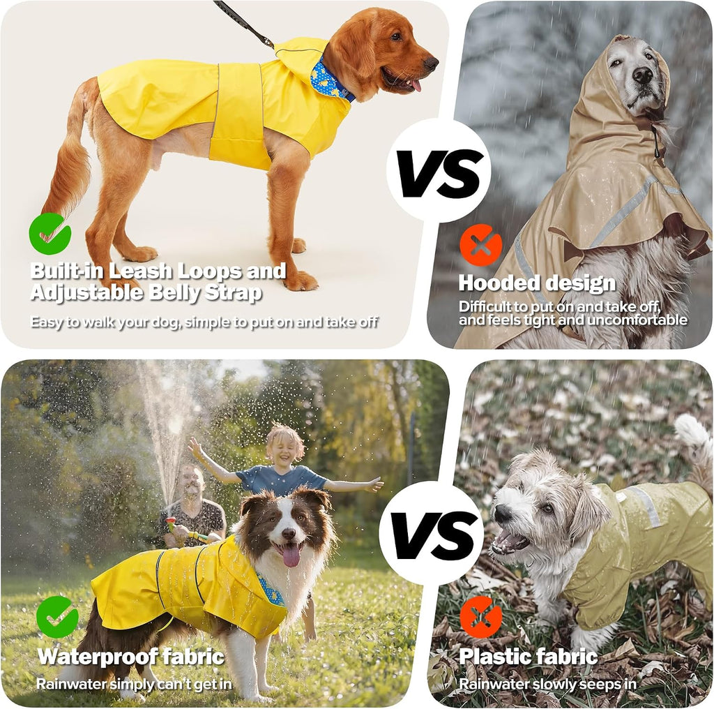 Waterproof Dog Raincoat with Hood – Reflective, Lightweight Rain Jacket for Small to Large Dogs
