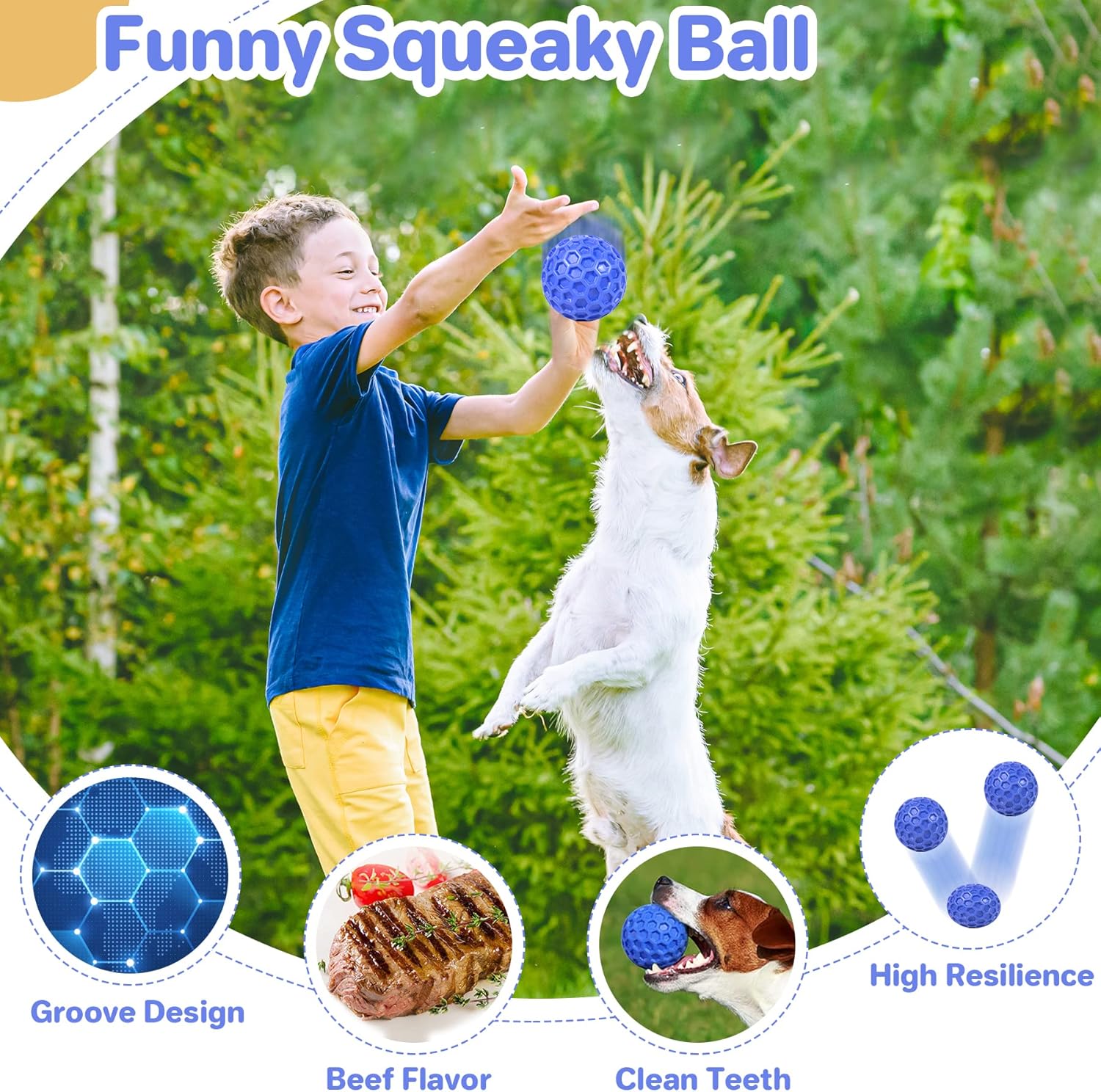 Indestructible Squeaky Dog Ball – Tough Chew Toy for Large Breeds & Aggressive Chewers