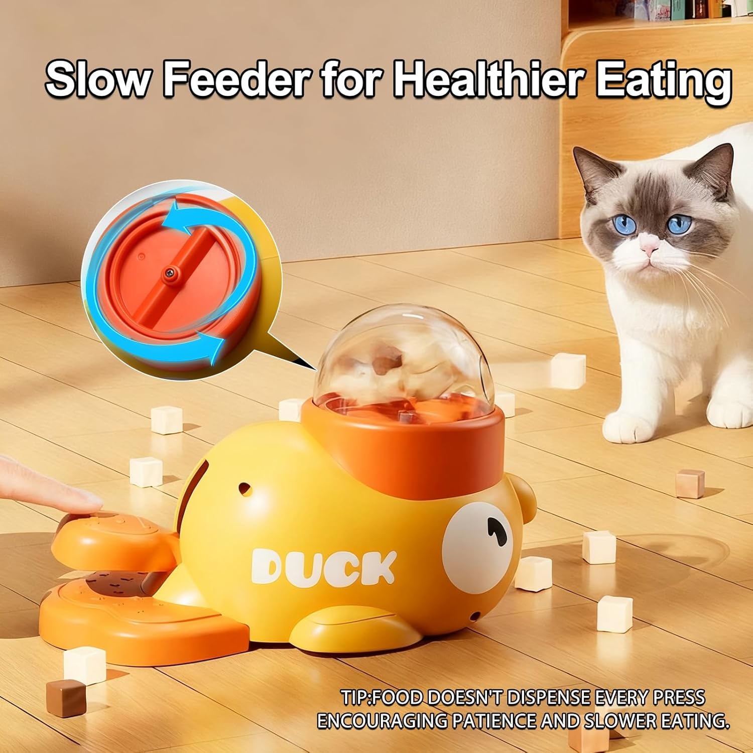 Duck-Shaped Slow Feeder & Treat Dispenser – IQ Puzzle Toy for Small to Medium Dogs and Cats