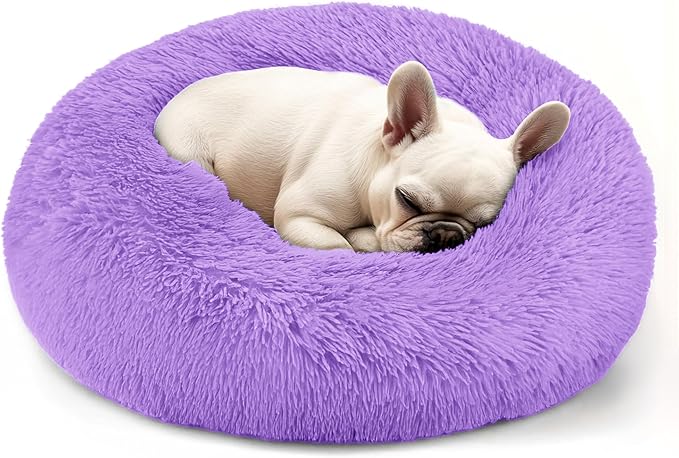 Calming Donut Pet Bed – Washable Round Fluffy Bed for Cats, Puppies & Small to Medium Dogs