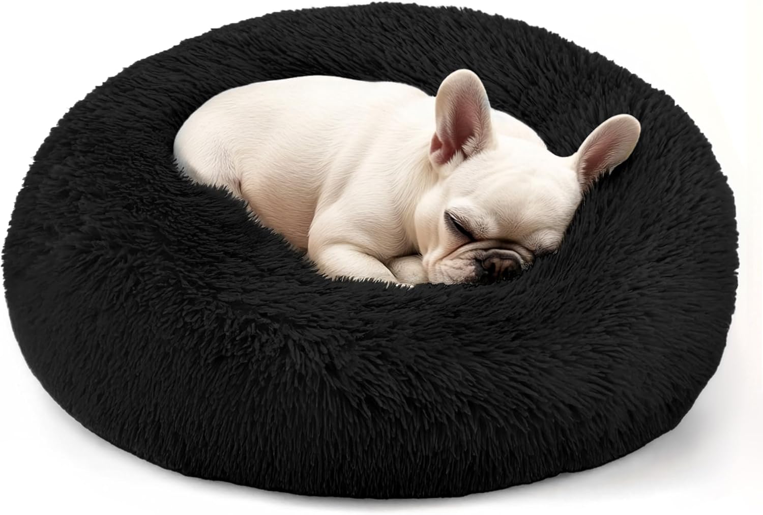Calming Donut Pet Bed – Washable Round Fluffy Bed for Cats, Puppies & Small to Medium Dogs