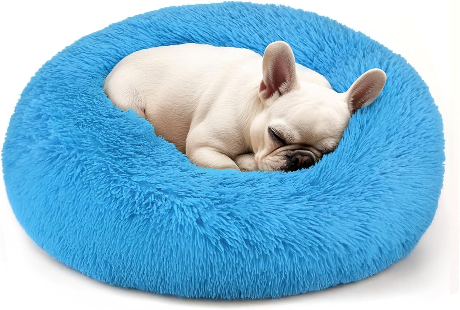 Calming Donut Pet Bed – Washable Round Fluffy Bed for Cats, Puppies & Small to Medium Dogs