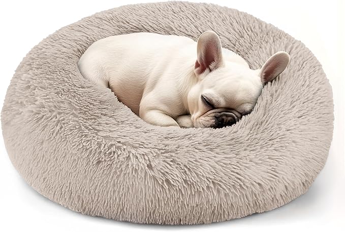 Calming Donut Pet Bed – Washable Round Fluffy Bed for Cats, Puppies & Small to Medium Dogs