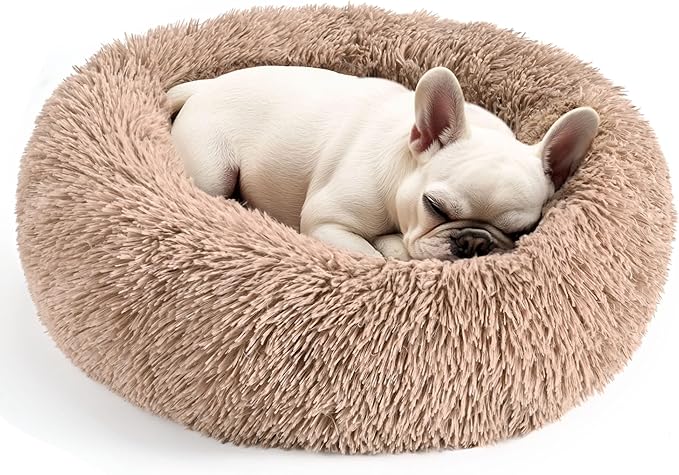 Calming Donut Pet Bed – Washable Round Fluffy Bed for Cats, Puppies & Small to Medium Dogs