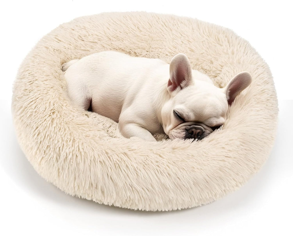Calming Donut Pet Bed – Washable Round Fluffy Bed for Cats, Puppies & Small to Medium Dogs