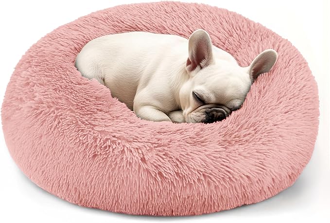 Calming Donut Pet Bed – Washable Round Fluffy Bed for Cats, Puppies & Small to Medium Dogs