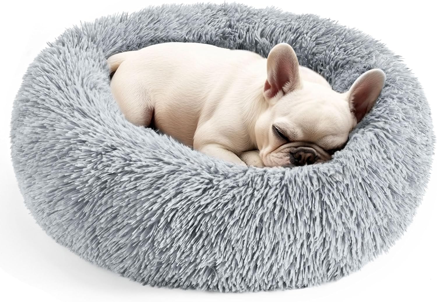 Calming Donut Pet Bed – Washable Round Fluffy Bed for Cats, Puppies & Small to Medium Dogs